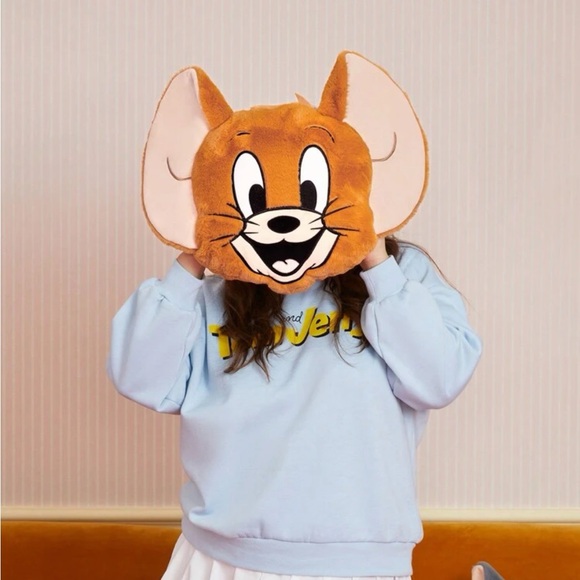 TOM & JERRY X 1pc Cartoon Mouse Jerry Face Plush Pillow Without Tom Pillow - Picture 3 of 4